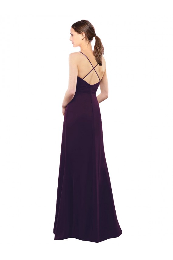 Soft Chiffon Criss Cross Open Back Long Spaghetti Straps A-Line Formal Dress / Bridesmaid Dress Sudbury