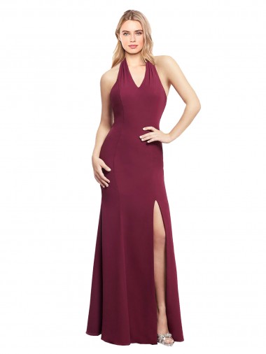 Soft Chiffon Open Back Long Halter Neck Mermaid Bridesmaid Dress Sudbury