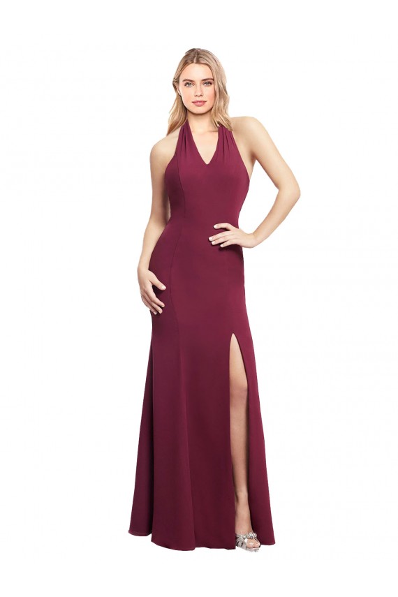 Soft Chiffon Open Back Long Halter Neck Mermaid Bridesmaid Dress Sudbury