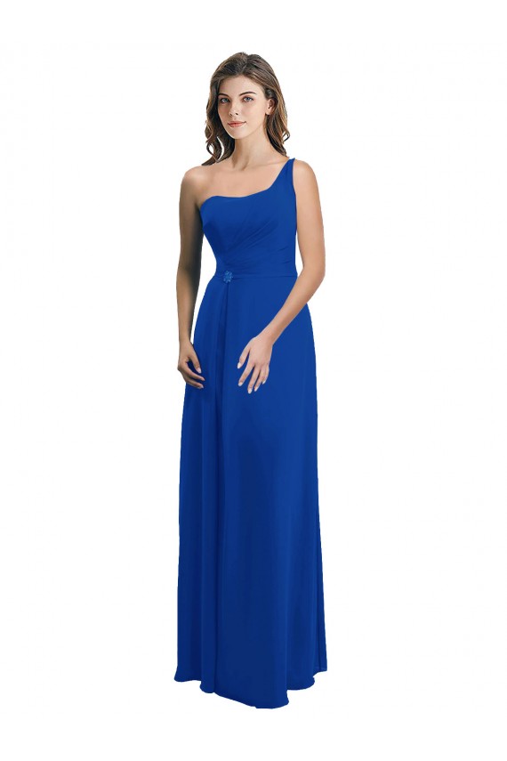 Soft Chiffon Low Back Long One Shoulder A-Line Bridesmaid Dress Sudbury