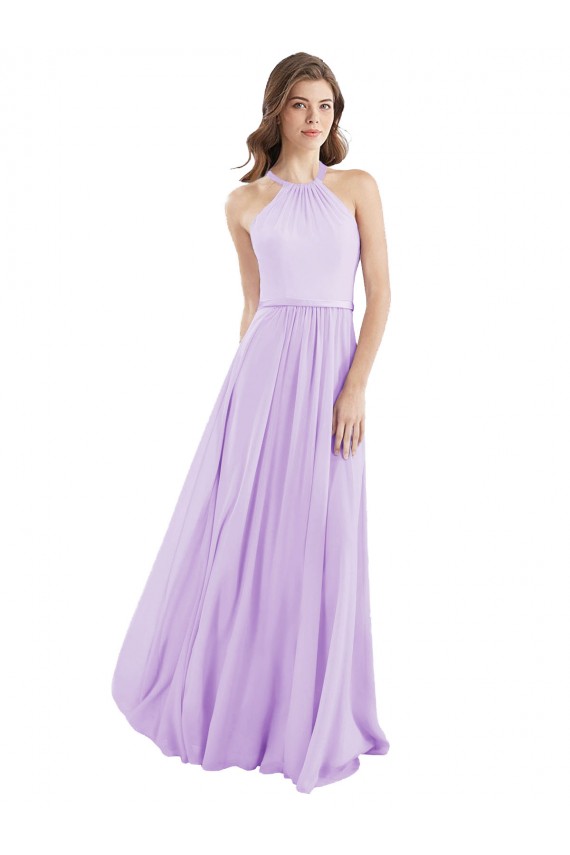 Chiffon Long Halter Neck Lilac A-Line Bridesmaid Dress / Evening Dress Sudbury