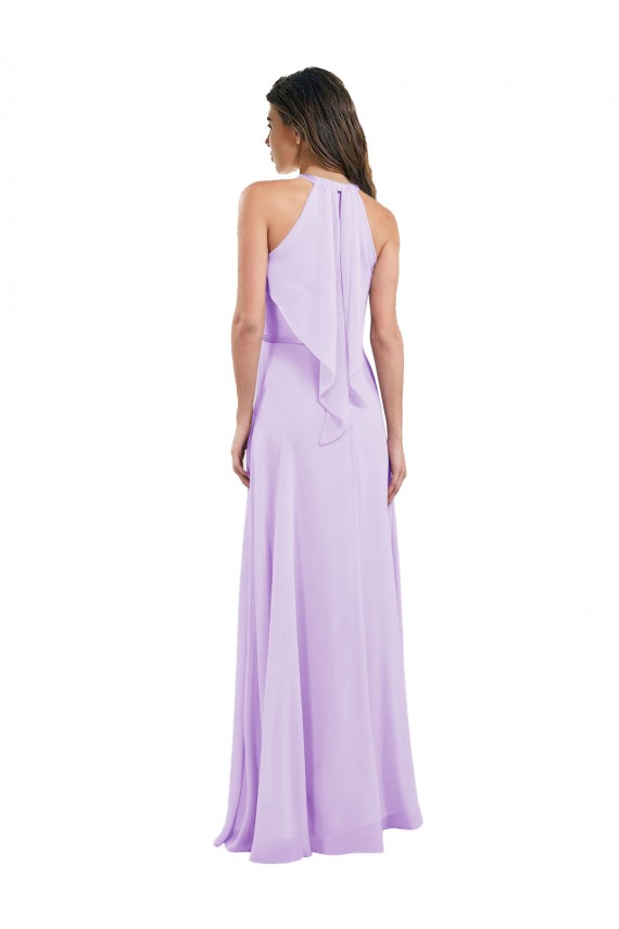 Chiffon Long Halter Neck Lilac A-Line Bridesmaid Dress / Evening Dress Sudbury