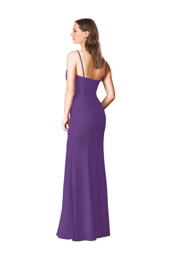 Soft Chiffon Low Back Long Sweetheart Plum Purple A-Line Bridesmaid Dress Sudbury
