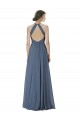 Soft Chiffon Open Back Long Halter Neck Silver Stone A-Line Formal Dress / Bridesmaid Dress Sudbury