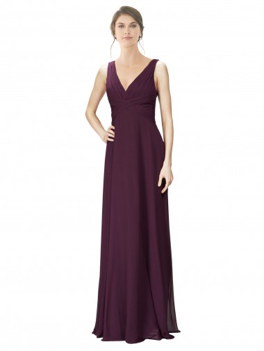 Soft Chiffon & Lace Long V-Neck A-Line Bridesmaid Gown Sudbury