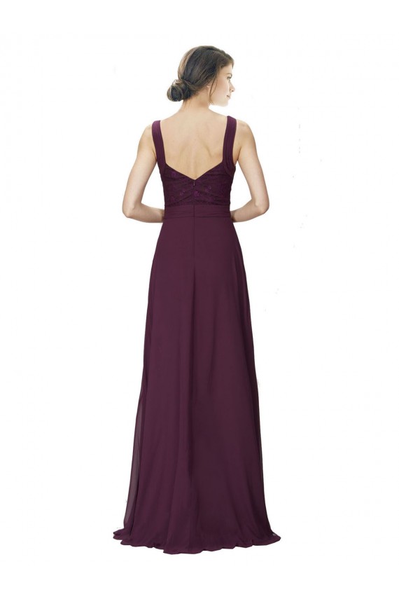 Soft Chiffon & Lace Long V-Neck A-Line Bridesmaid Gown Sudbury