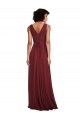 Soft Chiffon V-Back Long V-Neck Burgundy A-Line Bridesmaid Dress Sudbury