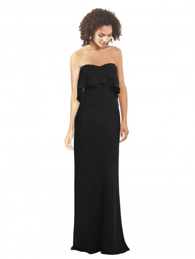Soft Chiffon Long Sweetheart Black Sheath Bridesmaid Dress Sudbury
