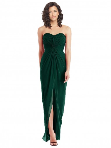 Soft Chiffon Low Back Long Sweetheart Ever Green A-Line Bridesmaid Dress Sudbury