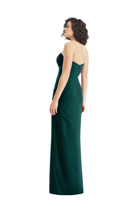 Soft Chiffon Low Back Long Sweetheart Ever Green A-Line Bridesmaid Dress Sudbury