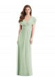 Soft Chiffon Open Back Long V-Neck Sage Trumpet Bridesmaid Dress Sudbury