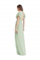 Soft Chiffon Open Back Long V-Neck Sage Trumpet Bridesmaid Dress Sudbury