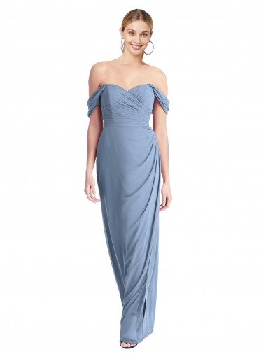 Soft Chiffon Low Back Long Off the Shoulder Mermaid Semi Formal Evening Dress / Bridesmaid Dress Sudbury