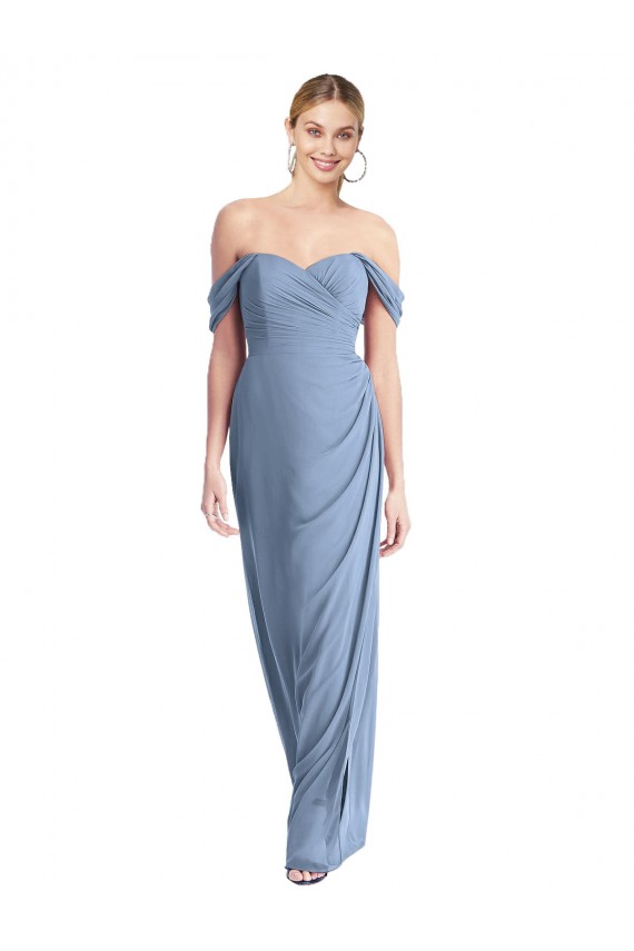Soft Chiffon Low Back Long Off the Shoulder Mermaid Semi Formal Evening Dress / Bridesmaid Dress Sudbury