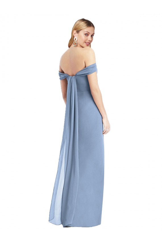 Soft Chiffon Low Back Long Off the Shoulder Mermaid Semi Formal Evening Dress / Bridesmaid Dress Sudbury