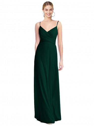 Soft Chiffon Low Back Long Spaghetti Straps Ever Green A-Line Bridesmaid Dress Sudbury
