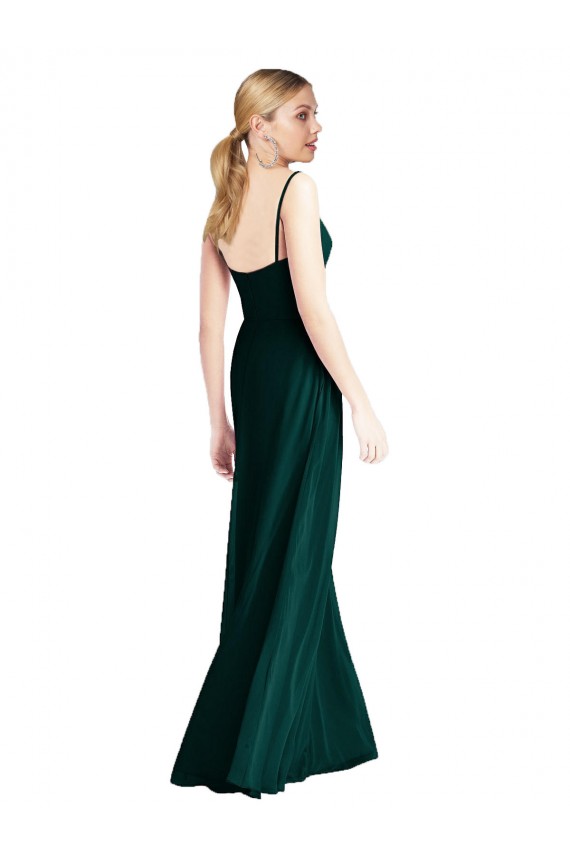 Soft Chiffon Low Back Long Spaghetti Straps Ever Green A-Line Bridesmaid Dress Sudbury