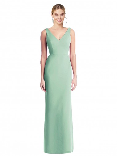 Soft Chiffon Tie Back Long V-Neck Trumpet Bridesmaid Dress Sudbury