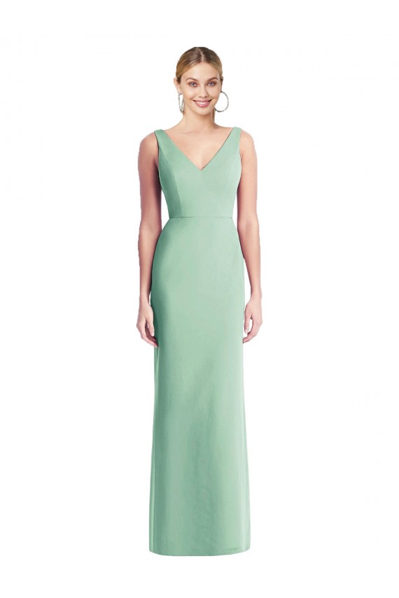 Soft Chiffon Tie Back Long V-Neck Trumpet Bridesmaid Dress Sudbury
