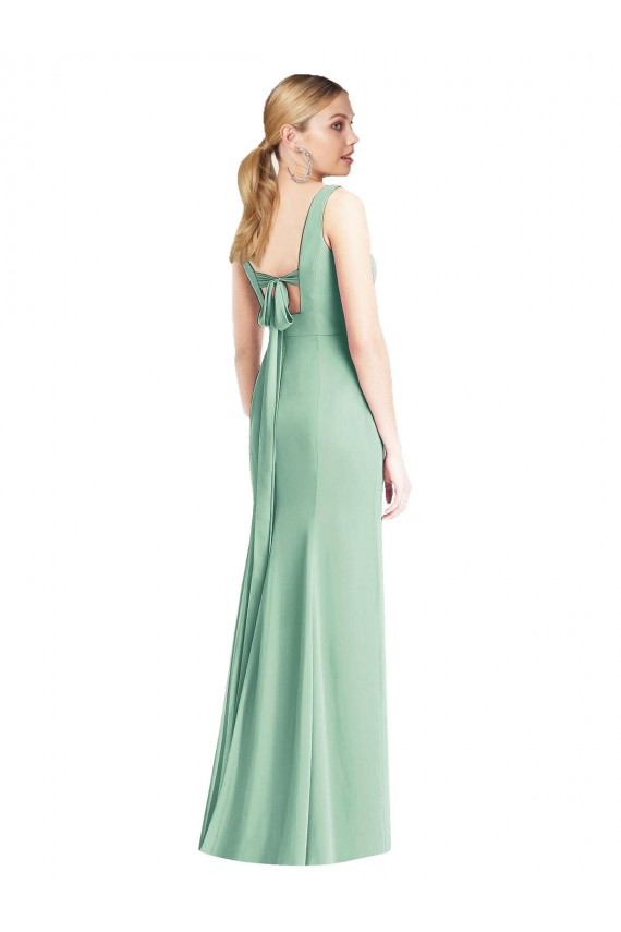 Soft Chiffon Tie Back Long V-Neck Trumpet Bridesmaid Dress Sudbury