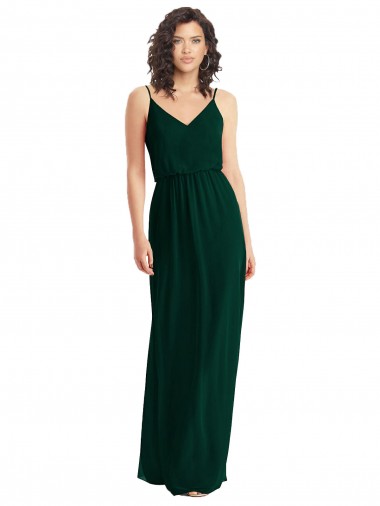 Soft Chiffon Low Back Long V-Neck A-Line Semi Formal Evening Dress / Bridesmaid Dress Sudbury