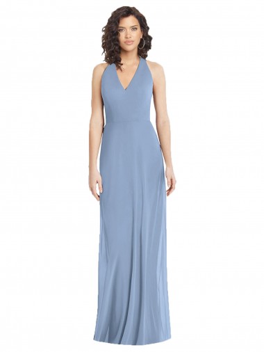 Soft Chiffon Open Back Long Halter Neck Trumpet Formal Evening Gown / Bridesmaid Dress Sudbury