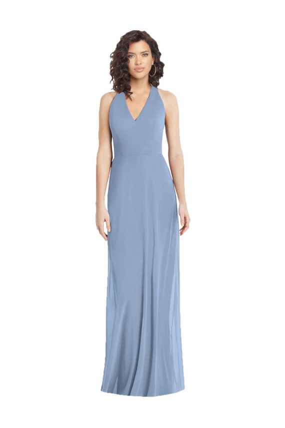 Soft Chiffon Open Back Long Halter Neck Trumpet Formal Evening Gown / Bridesmaid Dress Sudbury