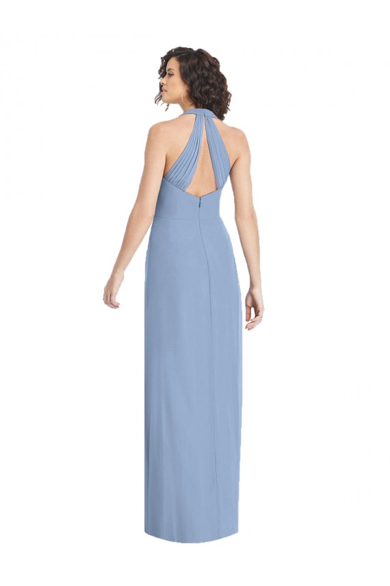 Soft Chiffon Open Back Long Halter Neck Trumpet Formal Evening Gown / Bridesmaid Dress Sudbury