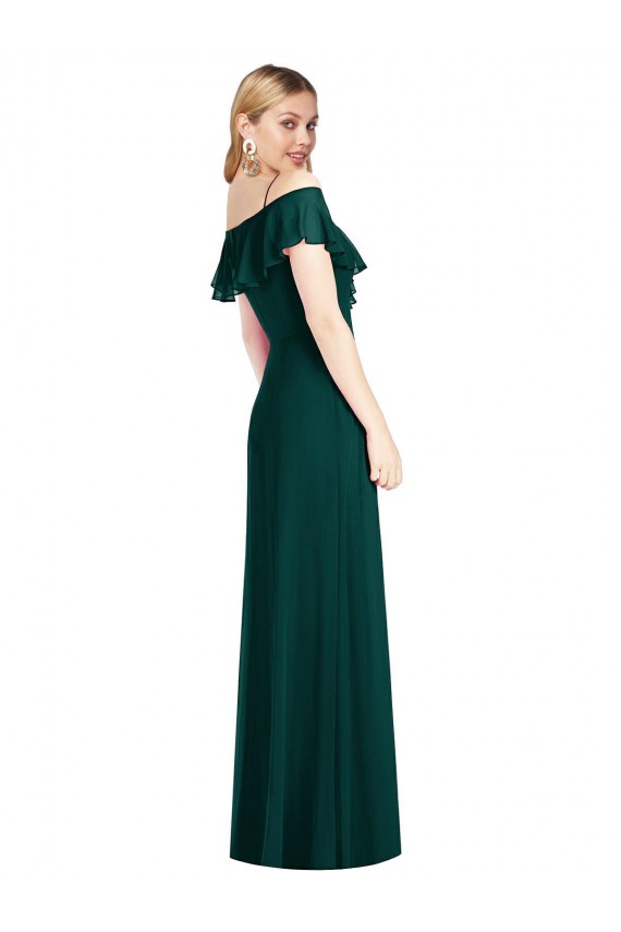Soft Chiffon Long Spaghetti Straps Ever Green Trumpet Semi Formal Evening Dress / Bridesmaid Dress Sudbury