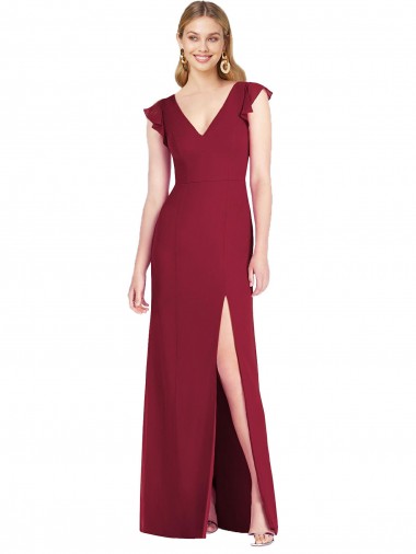 Soft Chiffon Tie Back Long V-Neck Mermaid Bridesmaid Dress Sudbury
