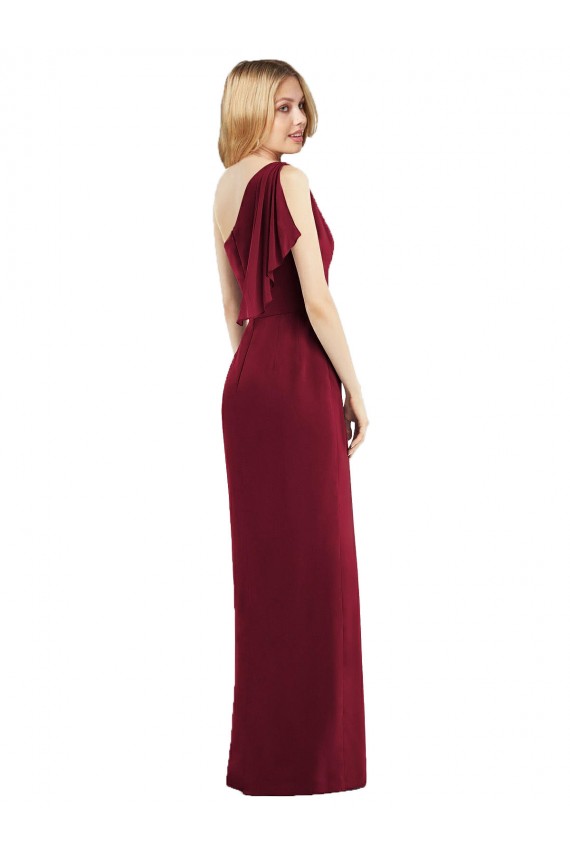 Soft Chiffon Long One Shoulder Olive Green Trumpet Bridesmaid Dress Sudbury