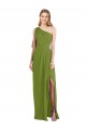 Soft Chiffon Long One Shoulder Olive Green Trumpet Bridesmaid Dress Sudbury