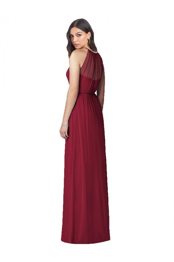 Soft Chiffon Long Halter Neck Burgundy Trumpet Bridesmaid Dress Sudbury