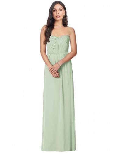 Soft Chiffon Long Strapless Sage Trumpet Bridesmaid Dress Sudbury
