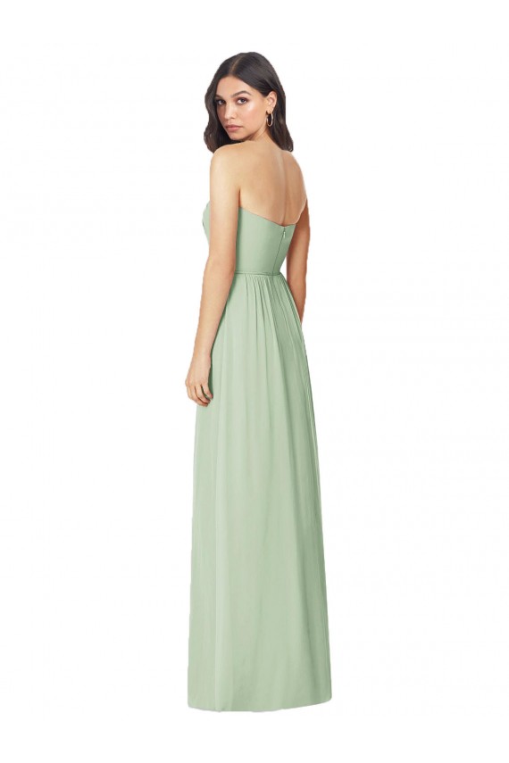 Soft Chiffon Long Strapless Sage Trumpet Bridesmaid Dress Sudbury