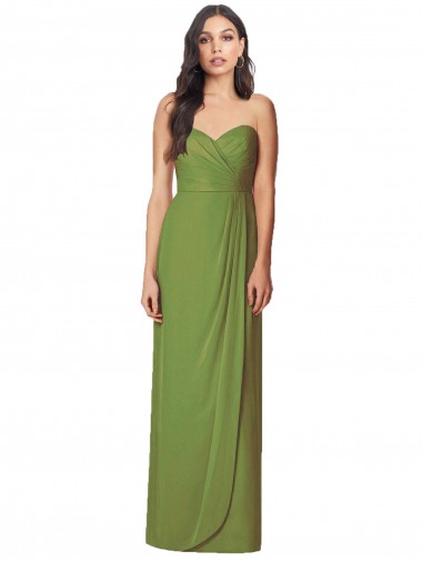 Soft Chiffon Long Sweetheart Olive Green Trumpet Bridesmaid Dress Sudbury