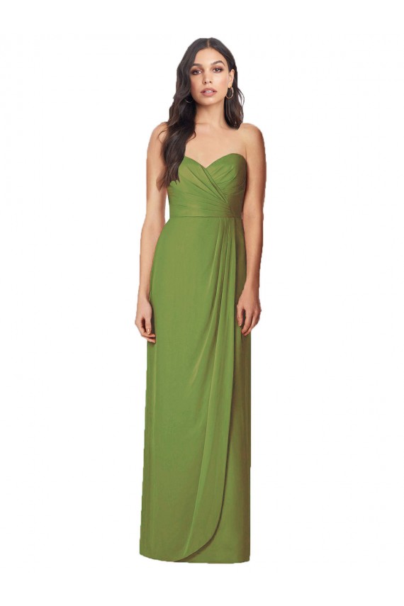 Soft Chiffon Long Sweetheart Olive Green Trumpet Bridesmaid Dress Sudbury