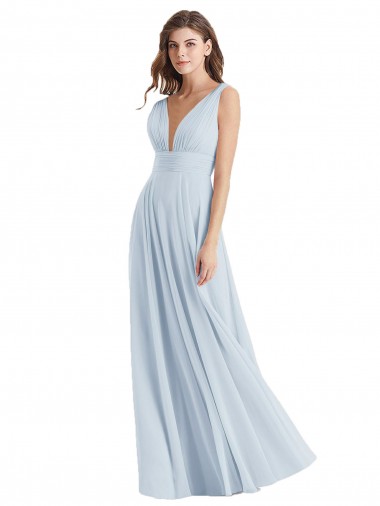 Lxue Chiffon Tie Back Long V-Neck A-Line Bridesmaid Dress Sudbury
