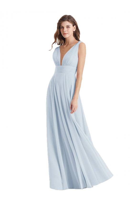 Lxue Chiffon Tie Back Long V-Neck A-Line Bridesmaid Dress Sudbury
