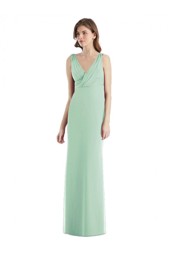 Chiffon Open Back Long V-Neck Trumpet Bridesmaid Dress / Evening Dress Sudbury