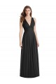 Soft Chiffon Criss Cross Back Long V-Neck Black A-Line Bridesmaid Dress Sudbury