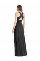 Soft Chiffon Criss Cross Back Long V-Neck Black A-Line Bridesmaid Dress Sudbury