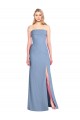 Soft Chiffon Long Strapless Dusty Blue Trumpet Bridesmaid Dress Sudbury