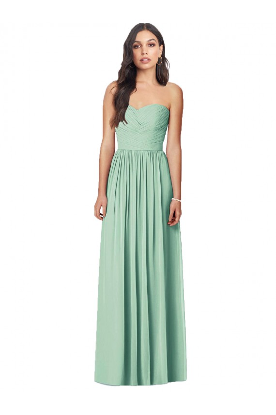 Soft Chiffon Long Sweetheart Mint Green Trumpet Bridesmaid Dress Sudbury