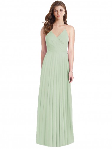 Soft Chiffon Long Spaghetti Straps Trumpet Semi Formal Evening Dress / Bridesmaid Dress Sudbury