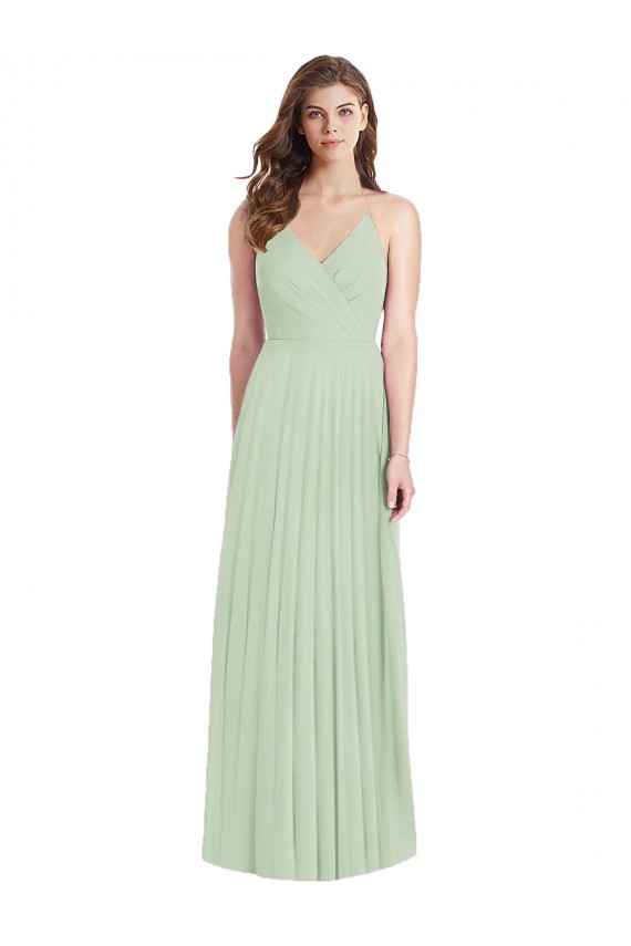Soft Chiffon Long Spaghetti Straps Trumpet Semi Formal Evening Dress / Bridesmaid Dress Sudbury