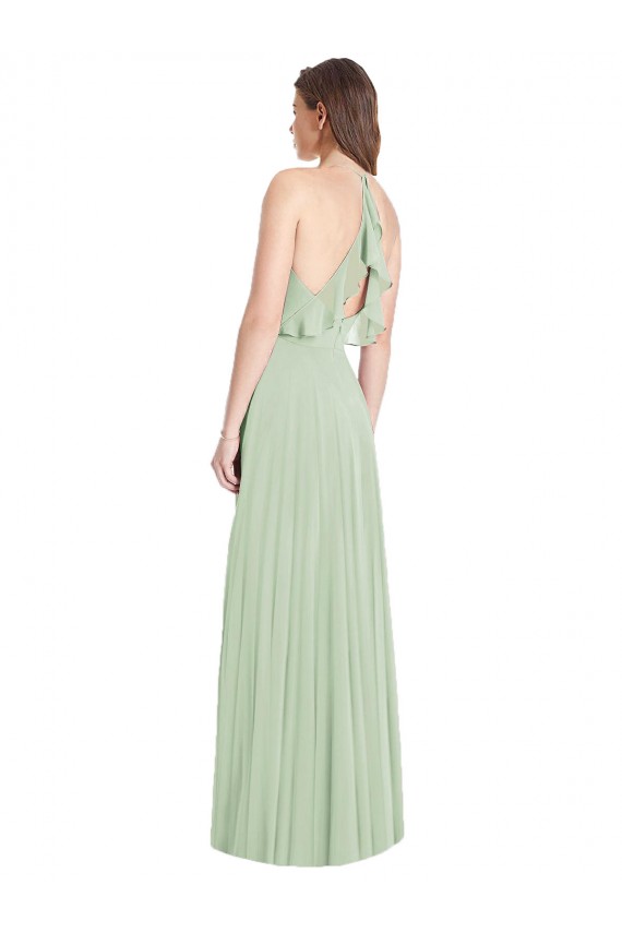 Soft Chiffon Long Spaghetti Straps Trumpet Semi Formal Evening Dress / Bridesmaid Dress Sudbury