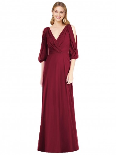 Soft Chiffon V-Back Long V-Neck Trumpet Formal Dress / Bridesmaid Dress Sudbury