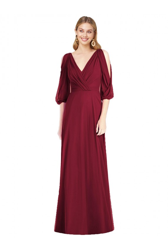 Soft Chiffon V-Back Long V-Neck Trumpet Formal Dress / Bridesmaid Dress Sudbury