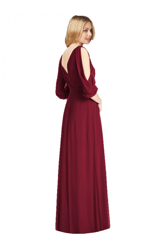 Soft Chiffon V-Back Long V-Neck Trumpet Formal Dress / Bridesmaid Dress Sudbury